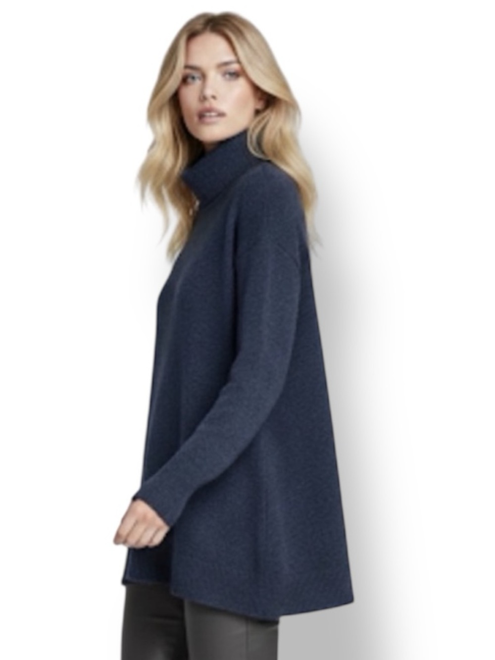 Theory Wool Long Sleeve Flared Hem Turtleneck Sweater Pullover Charcoal Sz S/P